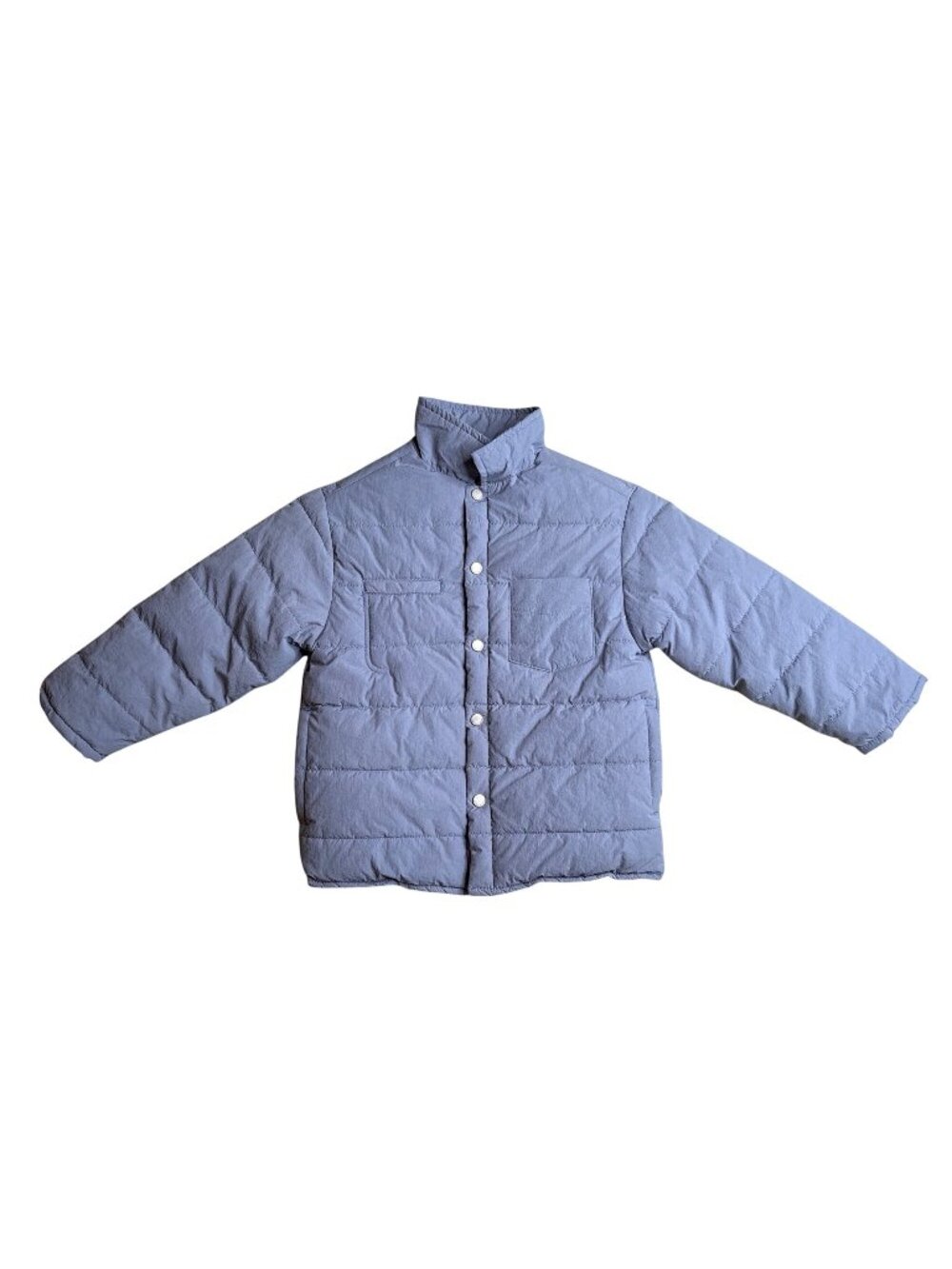 4-5Y Zara Kids Boys Quilted Utility Puffer Jacket Light Blue Gender Neutral